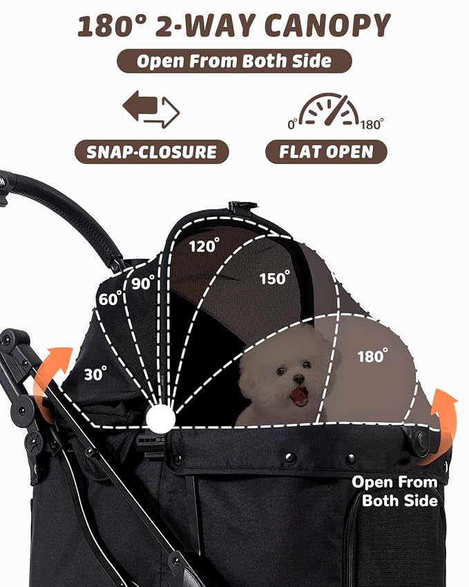 HITTITE Pet Stroller with Weatherproof Cover, All-Terrain 4-Wheel Cat & Dog Stroller with Adjustable Canopy, Foldable Dog Strollers with Storage Basket for Small to Medium Dogs Up to 55 lbs.