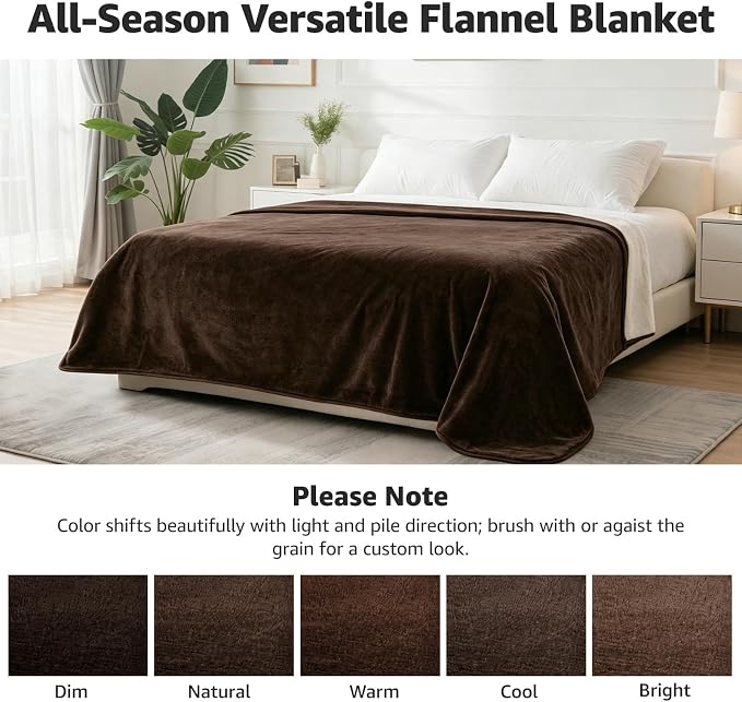 LOOBANI Waterproof Pet Blanket for Couch, Throw Size 50"x60", Coffee | Double-Side Liquid Proof Cozy Flannel, Reversible, Stain-Proof Couch Cover for Small Medium Dogs Bed Crate Furniture