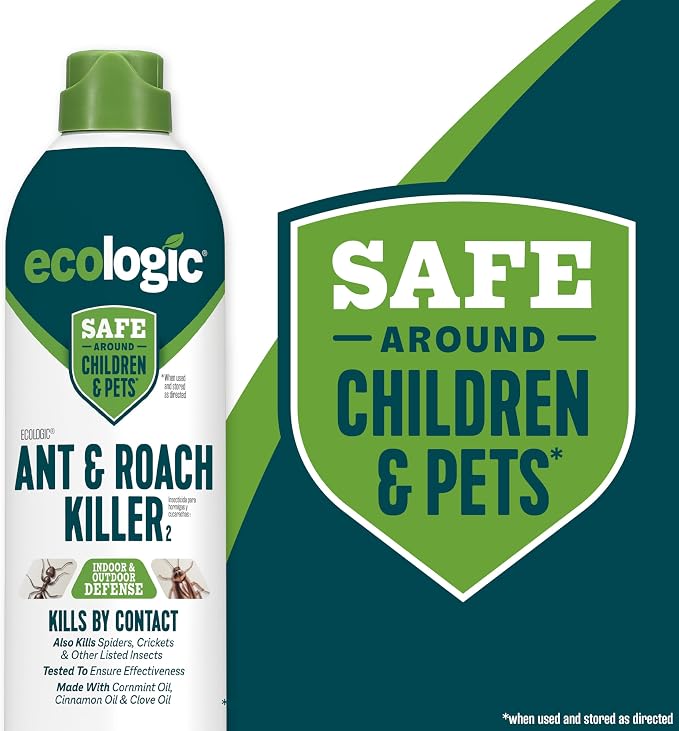 Ecologic Ant & Roach Killer, 14 Ounces, Aerosol Formula Made With Cornmint Cinnamon And Clove Oil Kills Ants, Cockroaches, Crickets And Spiders By Contact For Indoor And Outdoor Defense