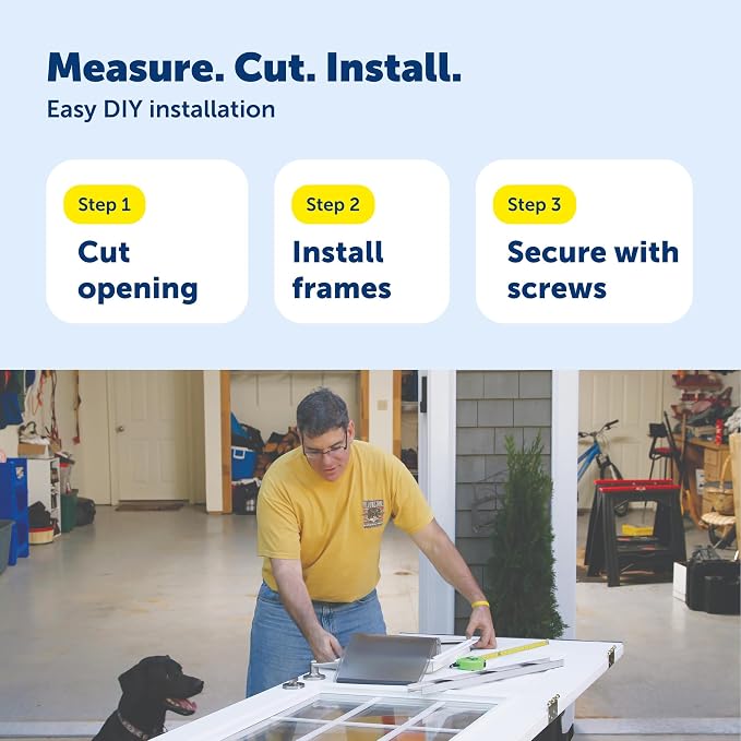 PetSafe Plastic Dog & Cat Door, Paintable Frame, Pets up to 100 lbs, Large | Snap-On Closing Panel, Fits Interior/Exterior Doors 1/16-2 in Thick, Easy DIY Install