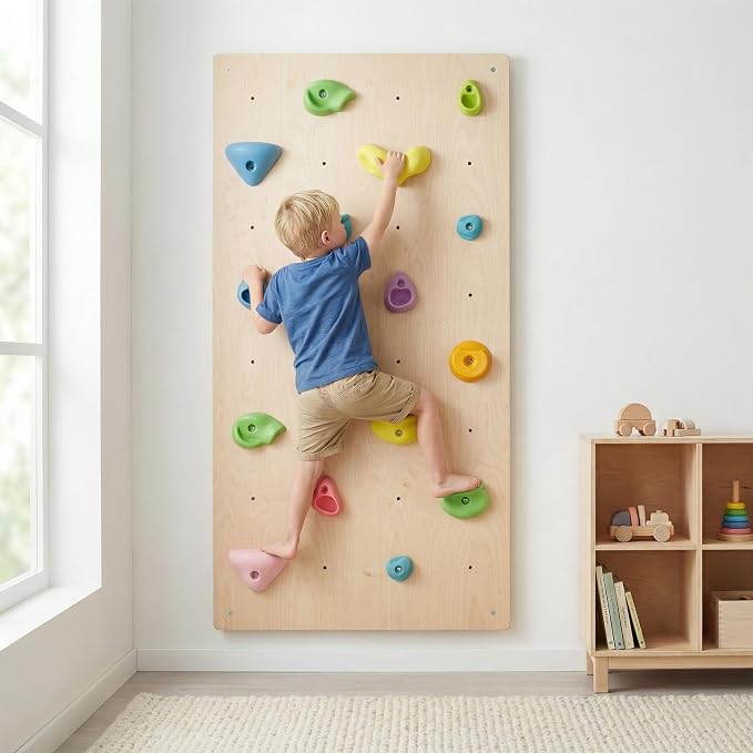 Rock Climbing Holds for Kids, 32 PCS Rock Wall Holds with Hardware, Indoor Outdoor Climbing Grips for Backyard Playset & Home Wall, Easy Install, Pastel Colors