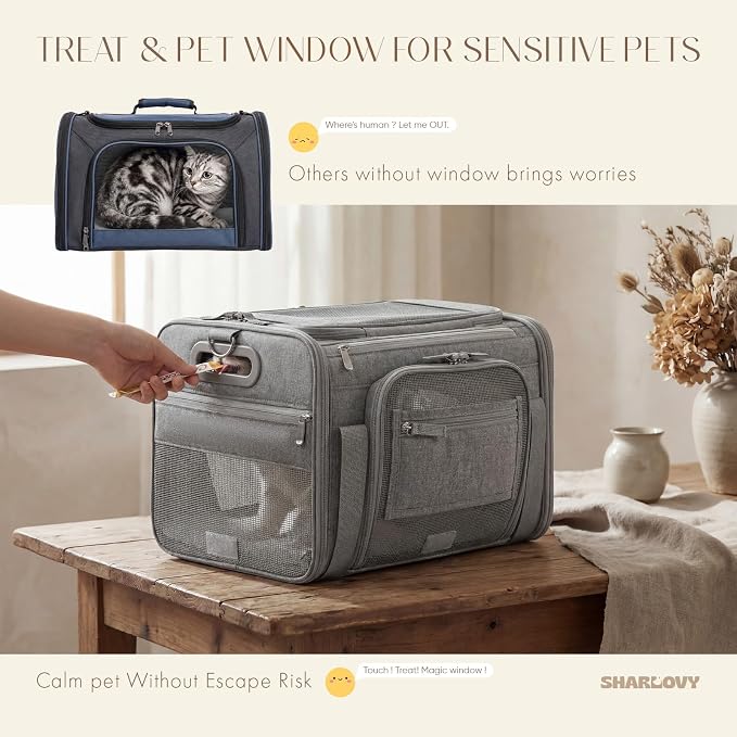 Top and Side Expandable Pet Carrier with Treat & Pet Window,18x13x9.5 Inch Southwest Frontier Airline Approved,Soft-Sided Dog Carrier for Small Dogs and Cats,Travel Cat Carrier with Locking Zippers