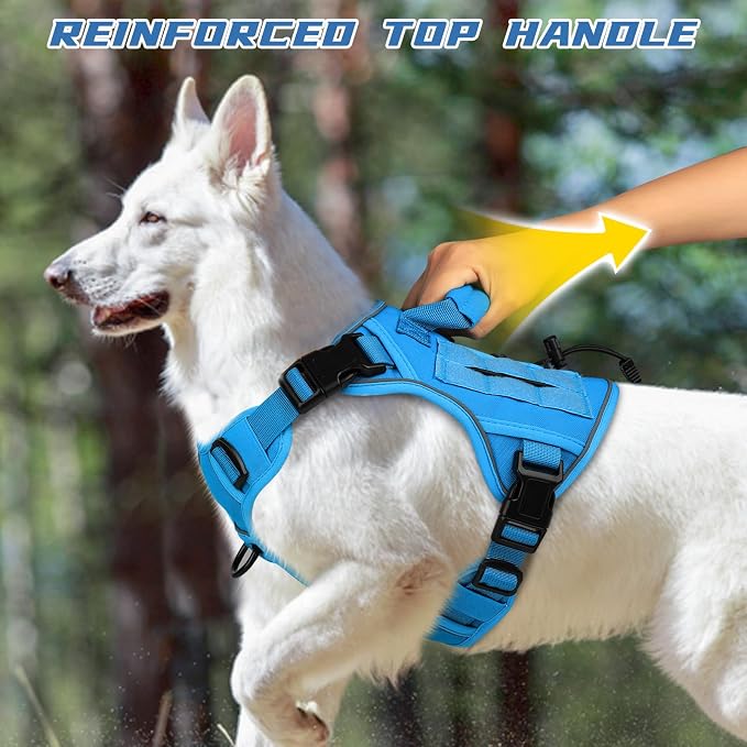 WINGOIN Blue Tactical Dog Harness for Medium Size Dogs,No Pull Dog Harness | Heavy Duty with Handle,Adjustable Reflective,Military K9 Pet Vest,for Pitbull Female Male,for Walking Hiking Hunting
