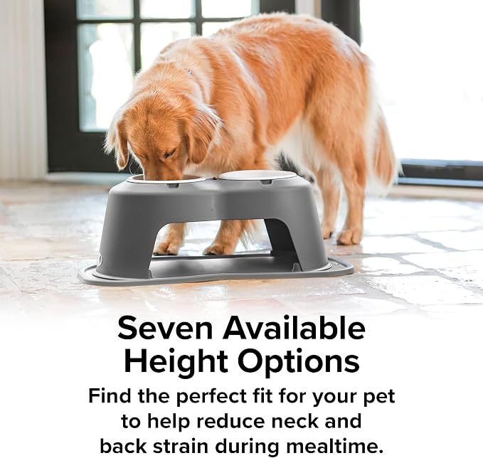 WeatherTech Double High Pet Feeding System w/Plastic Dog/Cat Bowls - 8" High Stand Tan (PDHC3208TNTN)