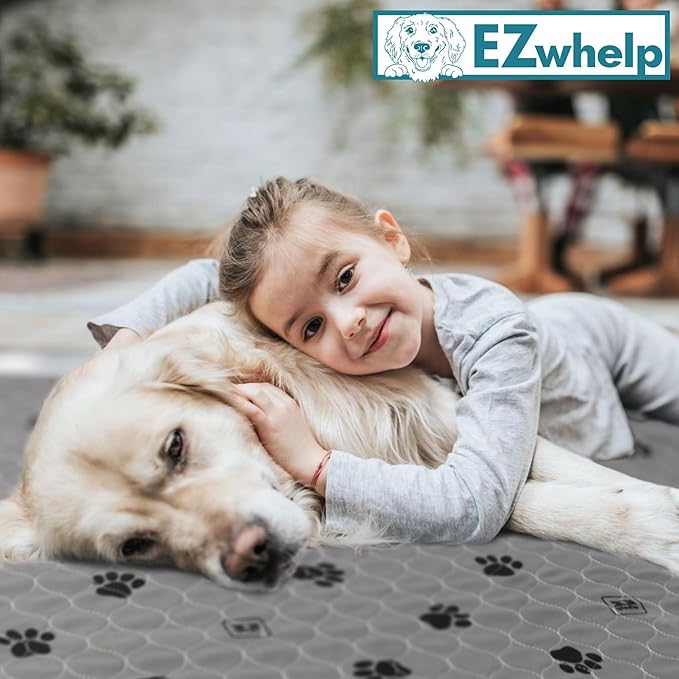 EZwhelp Reusable Quick Dry Pet Pee Pads - Waterproof, Washable for Large Dogs & Cats - Non-Slip Training Pads, Fast Absorbent - 50" x 50" Pack of 2