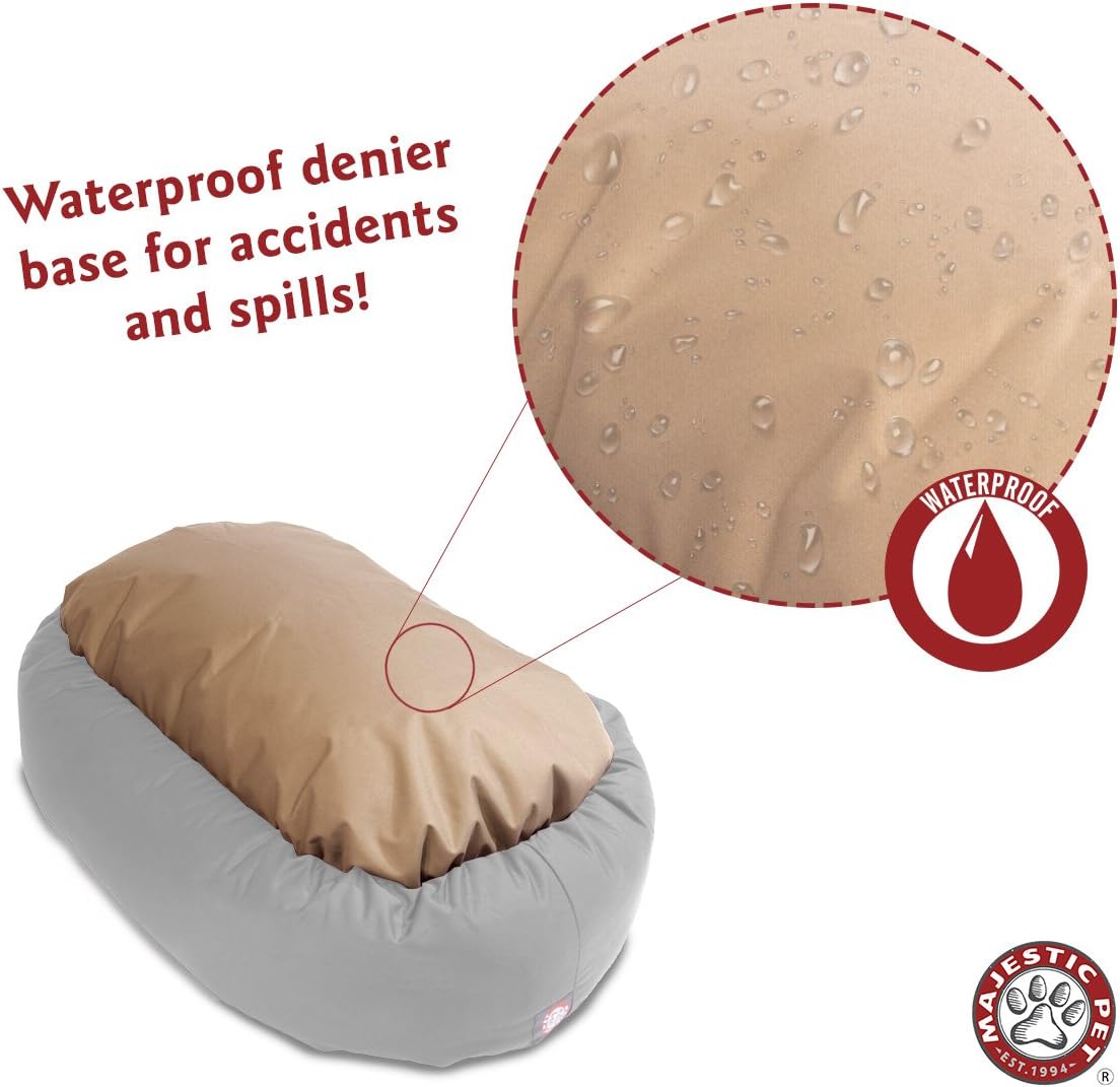 Majestic Pet 52 Inch Suede Calming Dog Bed Washable 52x35x11 (Inch) – Cozy Soft Round Donut Dog Bed with Spine Support for Dogs to Rest Their Head - Pet Bed X- Large – Gray