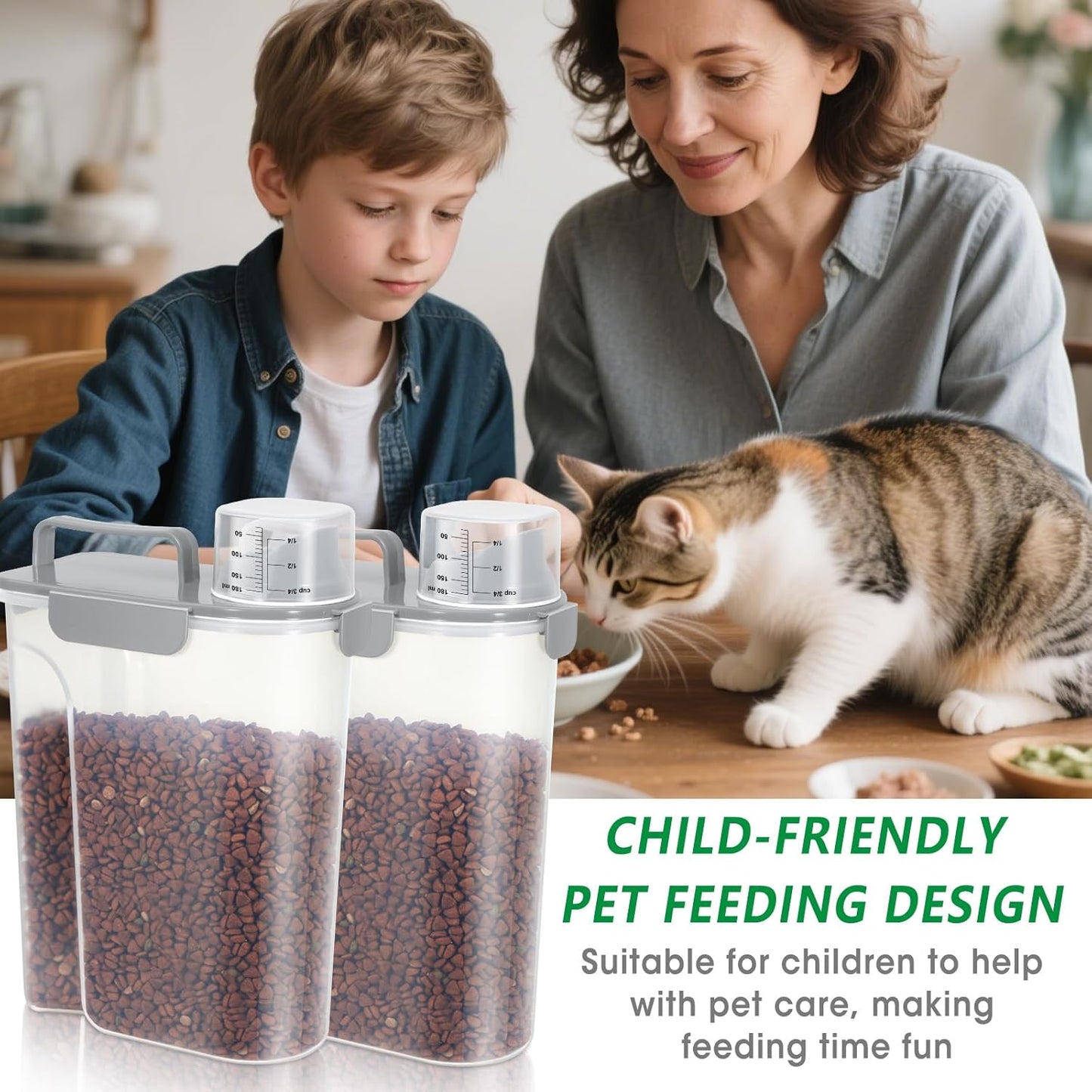 TBMax Dog Cat Food Storage Containers 2 Pack 10 Lbs to 14 Lbs Airtight Pet Food Container Dispenser Bird Seed Container with Large Spout & Portable Handle, Travel Dog Treat Cat Food Storage Bin