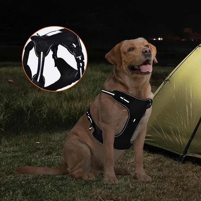 Amazon Basics No-Pull Dog Harness, Adjustable Front Clip, Tactical Vest, Escape Proof, Large, Black