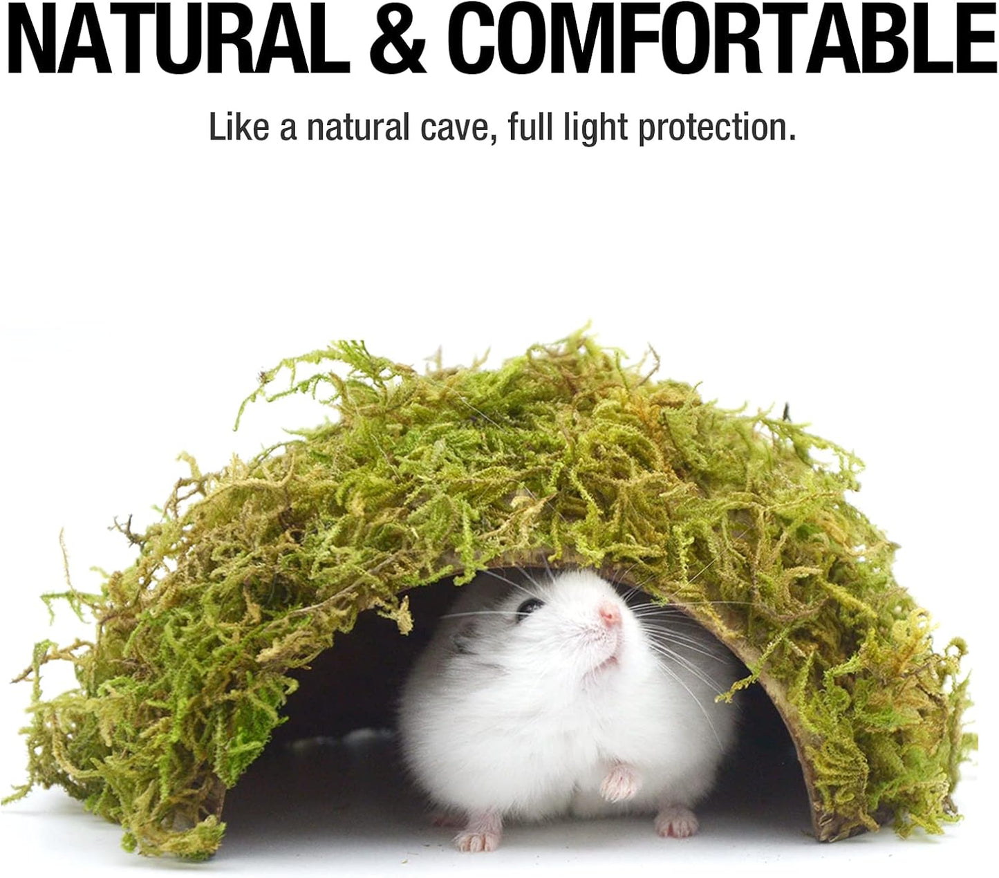 Hamster Hideout - Large, Natural Moss, Handcrafted for Syrian Hamsters, Rats & Guinea Pigs, Safe & Eco-Friendly