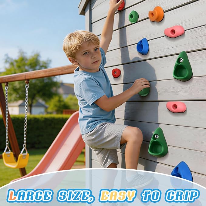 45 PCS Rock Climbing Wall for Kids,Rock Wall Climbing Holds,Adults Climbing Wall Grip Kits Holds Up to 230 lbs for Outdoor Indoor Home Playground Climbing Holds