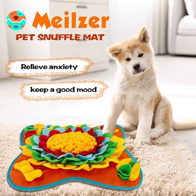 Snuffle Mat for Dogs Pet Treats Feeding Mat for Small/Medium Breed Dogs Non-Slip/Portable/Durable Interactive Dog Puzzle Toys Encourages Natural Foraging Skills (Blue)