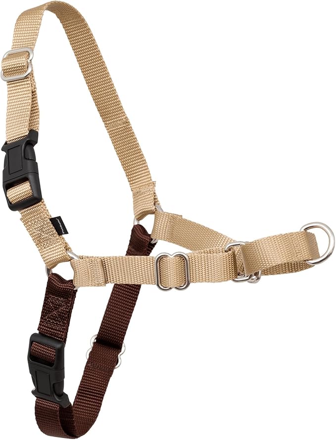PetSafe Easy Walk Harness, No Pull Dog Harness, Fawn, Small | Patented Martingale Loop Gives Gradual Shoulder Pressure to Stop Pulling, Front-Chest Leash Clip Prevents Gagging