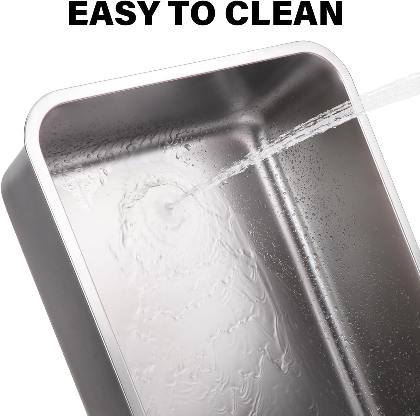 Stainless Steel Cat Litter Box,Metal Litter Box,Cat Litterbox for Kitten, Kitty, Rabbit, 6" High Side Cats Litter boxs,Large Stainless Steel LitterBox, No Smell,Non Stick,Easy to Clean