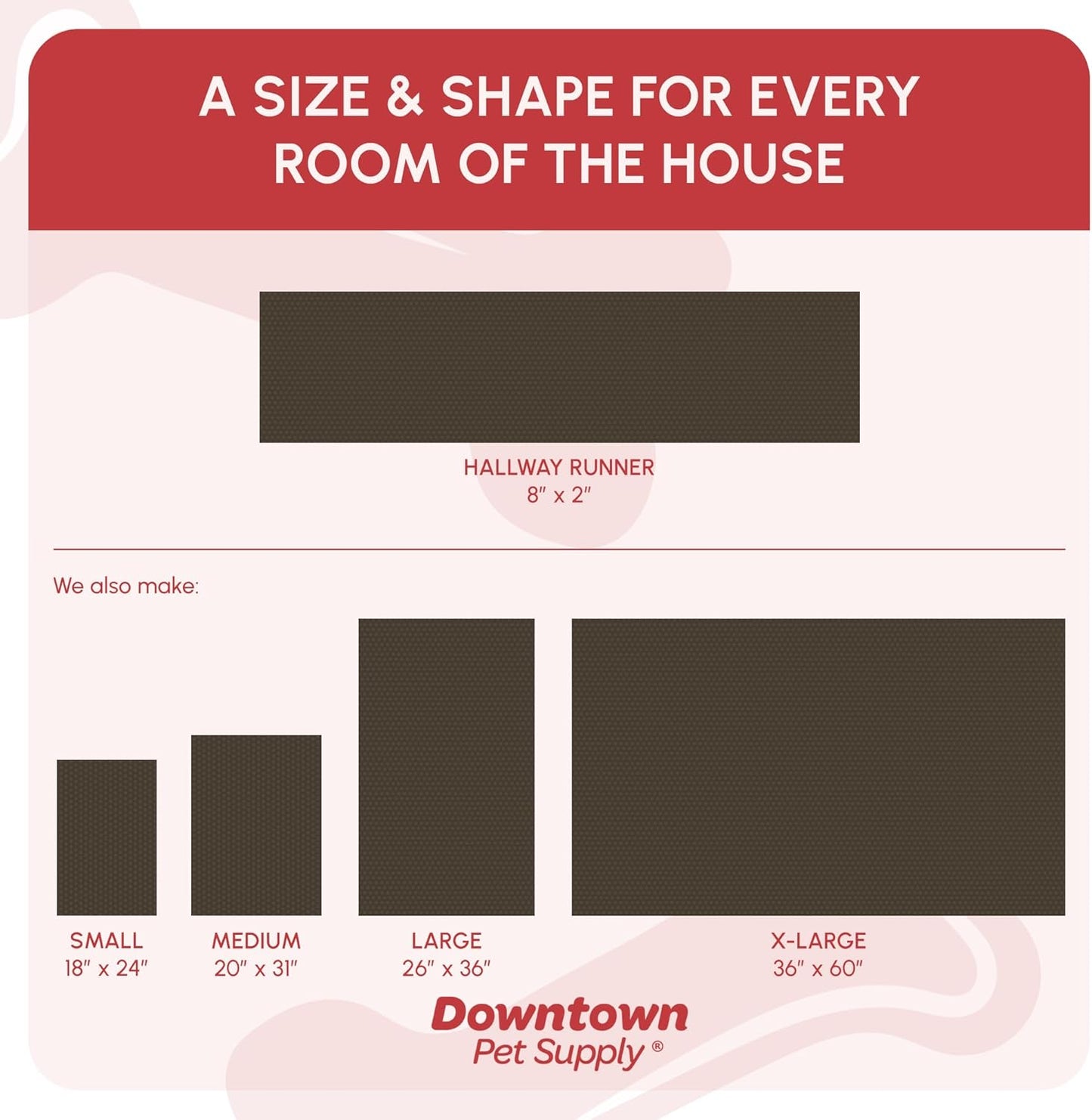 My Doggy Place Microfiber Dog Mat for Muddy Paws, 8' x 2' Red - Non-Slip, Absorbent and Quick-Drying Dog Paw Cleaning Mat, Washer and Dryer Safe - Hallway Runner