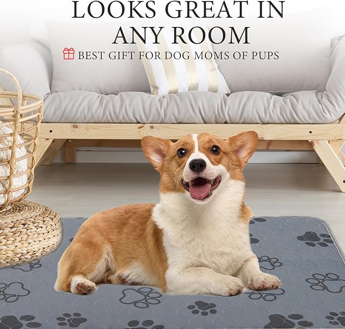 Homimp Washable Pee Pads for Dogs,4 Pack Reusable Puppy Pads,Absorbent and Leakproof Dog Pee Pads,Non Slip Puppy Training Pads,Pet Mat for Floor,Crate,Couch,Whelping,Grey 18"x24"