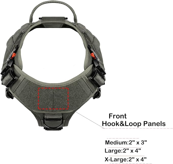 ICEFANG Tactical Dog Harness for Large Dogs,Full Metal Buckles Dog Vest | with MOLLE, Reflective,Adjustable,2 Leash Clips,Control Handle,No Pull,Soft Padded,Green,Large