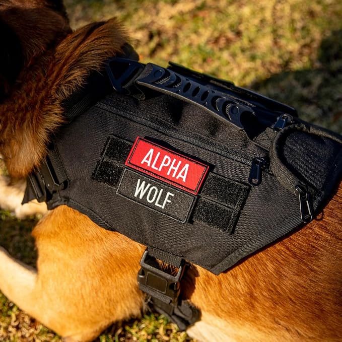 WOLFpak Tactical Dog Vest Harness No Pull Breathable (Alpha Black, Medium) | Dual Grab Handles, 1000D Nylon, Four-Point Adjustment, MOLLE Attachment Panels, Three Storage Pockets, Metal Alloy Buckles