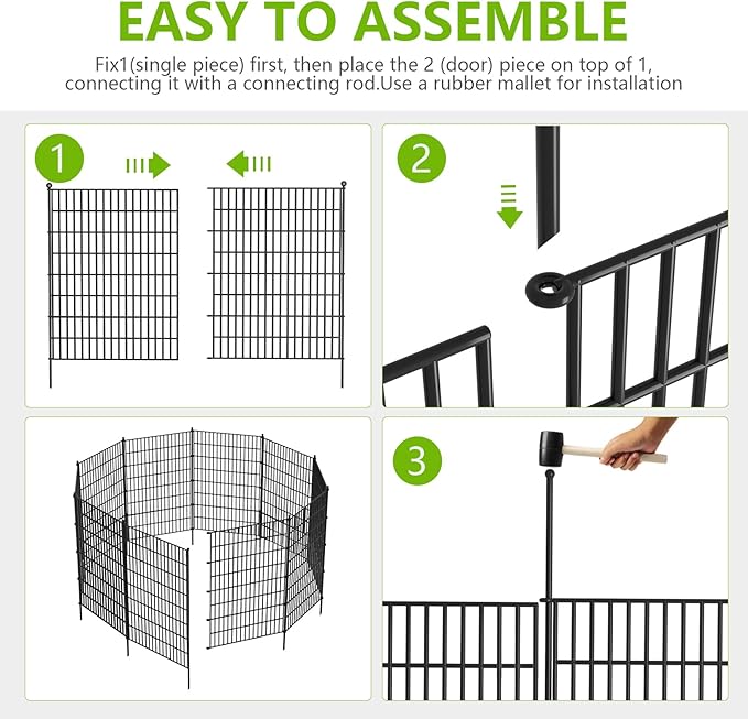 Toolterritary 15 Panels No Dig Garden Fence, 40 in(H) X 36.3 ft(L) Metal Fence Panels, Thickened Rustproof Garden Fencing, Animal Barrier Fence for for Dogs, Rabbits, Landscape, Patio