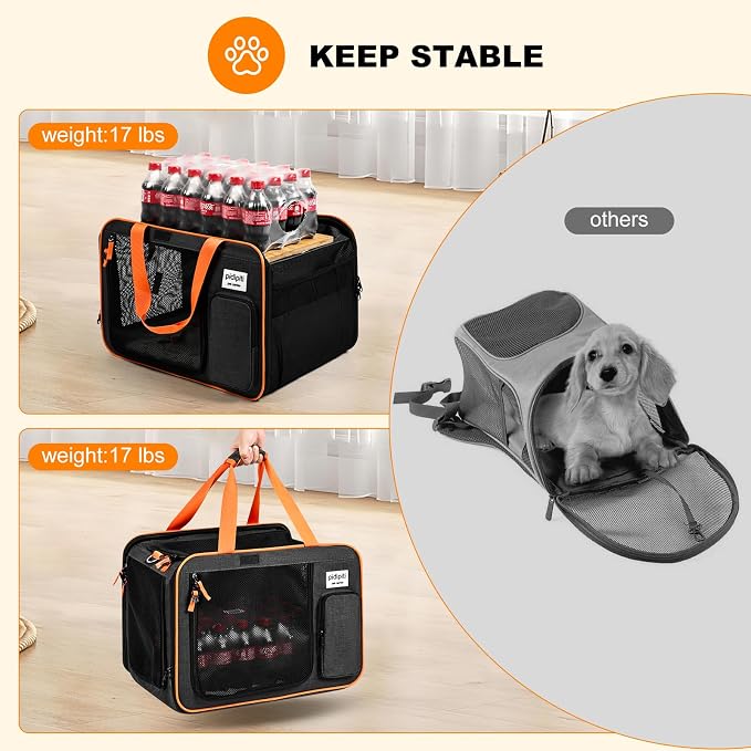 pidipiti 20 x 14 x 14 inches Expandable pet Carrier for 1 Large cat Under 25 lbs,2 Medium Cats 20 lbs+,cat Crate/Bag for Short Trip/Long Distance car Travel