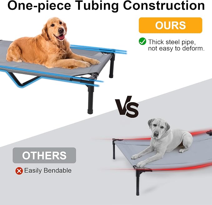 48'' Elevated Outdoor Dog Bed with Canopy, Dog Cot Beds Large Sized Dog | Outdoor Dog Bed with Canopy Medium Large Size Dogs with Ice Pack, Dog Cooling Beds, Outdoor Pet Hammock Beds, Outside Pet Bed