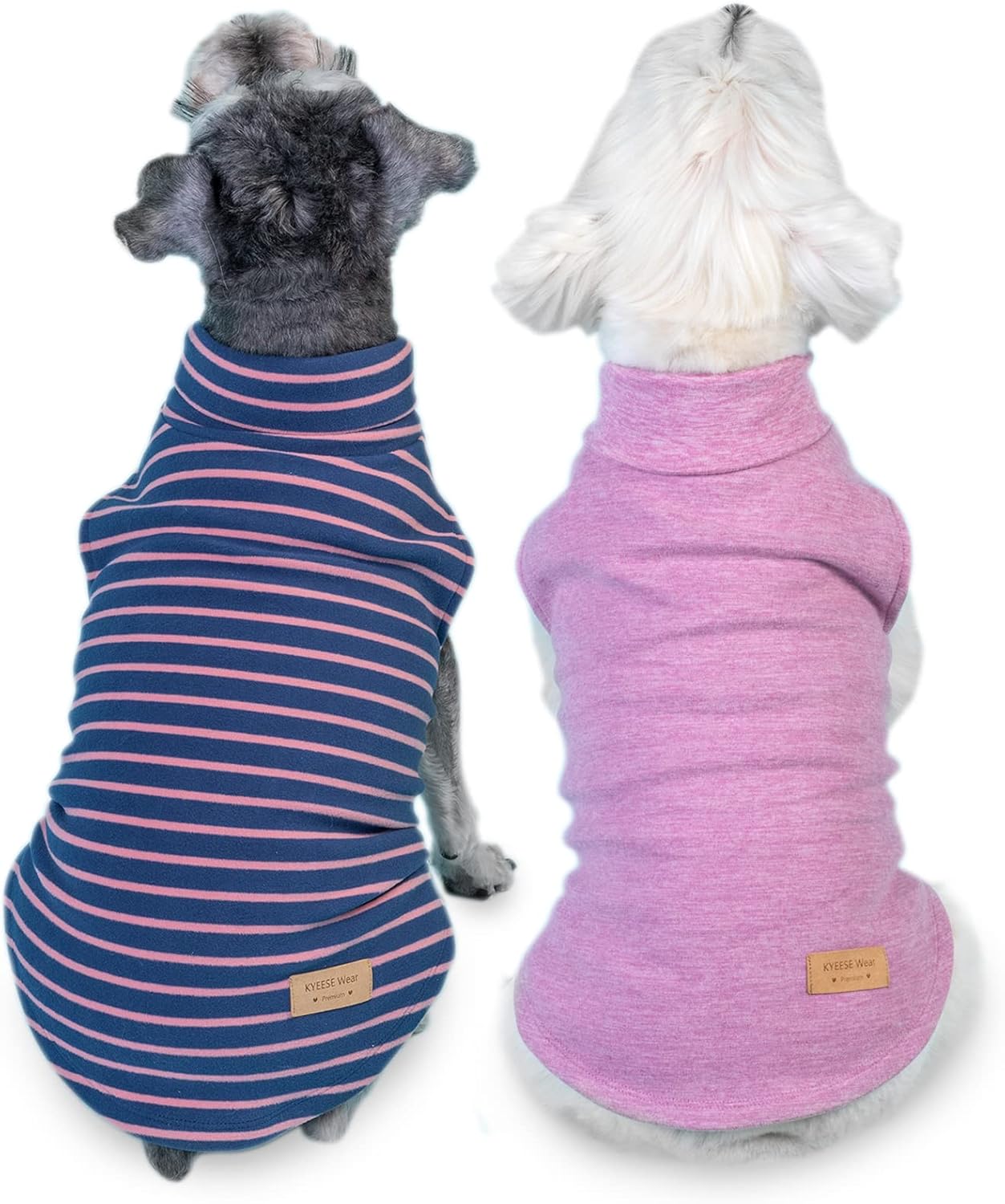 KYEESE 2Pack Dog Sweater Warm Dogs Clothes Turtleneck Dog Sweaters for Small Dogs Girl Stretchy Dachshund Clothes Turtleneck Pet Sweatshirt Soft Pet Coats