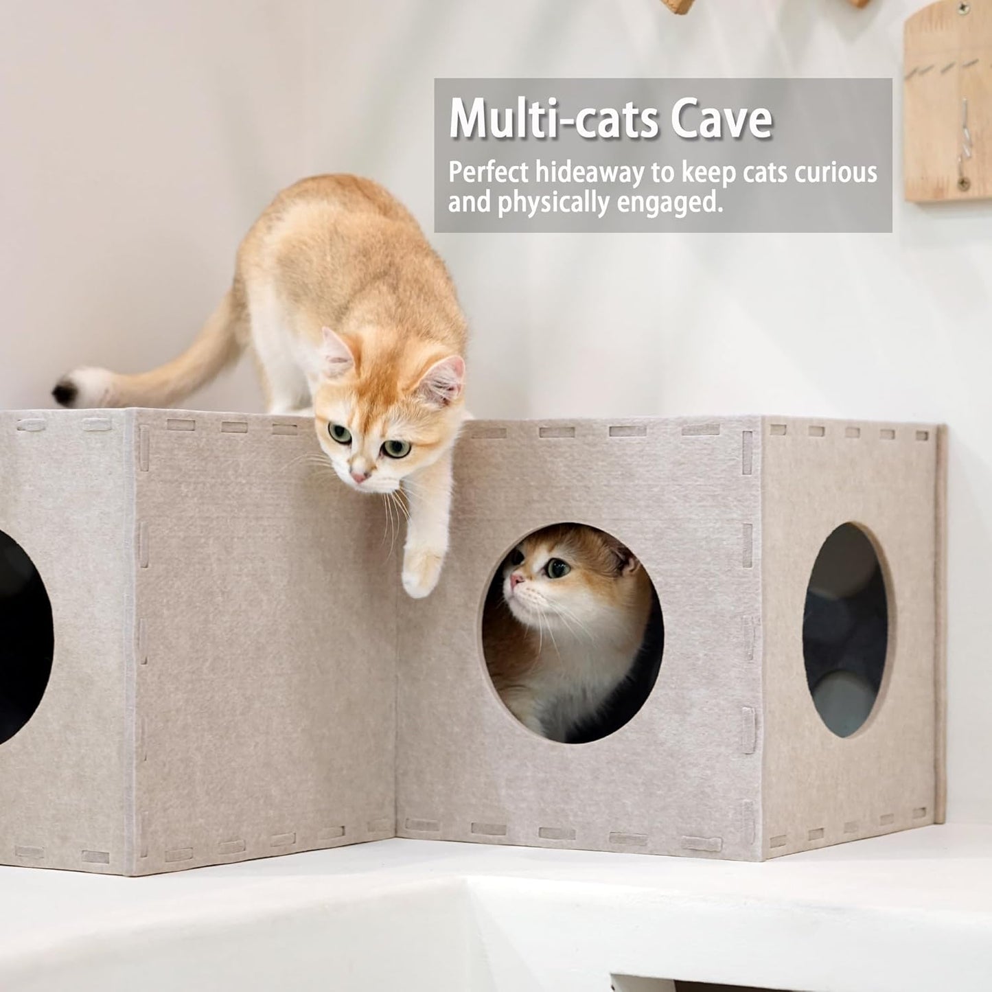 PETKARAY Cat Tunnel, Original Cat Hideaway Cave for Indoor Cats, Large Kitten Play Tubes and Tunnels, Soft Felt Cat Toy with Interactive Peek Hole