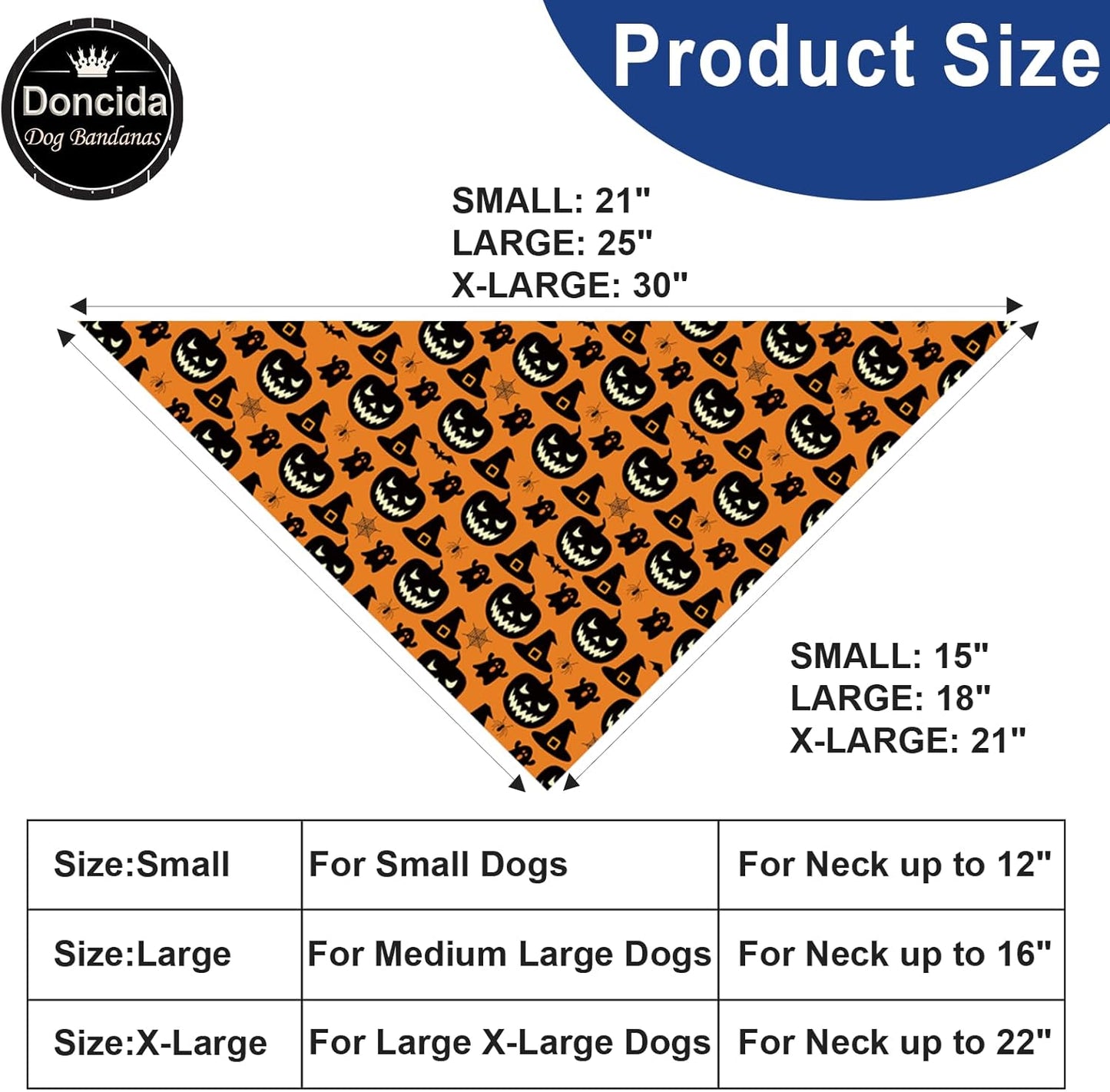 Doncida Halloween Dog Bandana and Thanksgiving Christmas Dog Bandanas 3 Pack, 6 Pattern Reversible Triangle Scarf for Small and Medium Dogs, Premium Durable Fabric Bibs for Pets (Small)