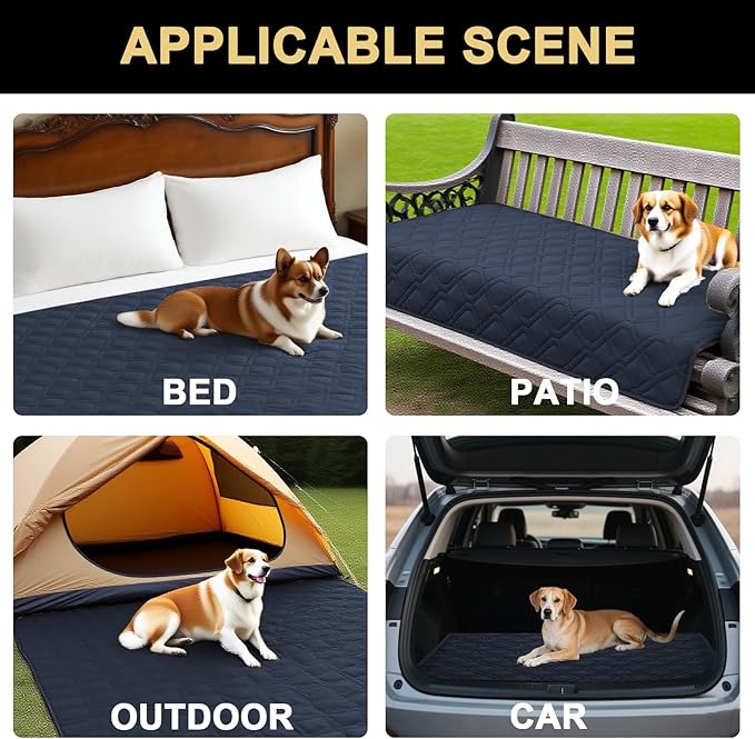 PrinceDeco Waterproof Couch Cover for Dogs Washable Dog Blanket Indoor and Outdoor Replacement Bed Cover with Anti-Slip Back Furniture Bed Couch Sofa for Large Sized Dog(52x82 Inch,Navy)