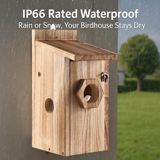 Bird House for Outside –Hanging Birdhouse for Bluebird Finch Swallow Wren Chickadee, Decorative Outdoor Bird Nesting Box with 3 Size Holes, Assembly Required (1)