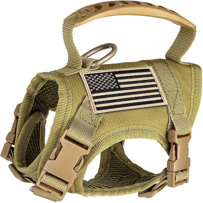 Tactical Nylon Adjustable Dog Vest Harness Comfy Mesh Padding Puppy Vest with Quick-Release Buckle and Rubber Handle for Small Dog/Big Cat