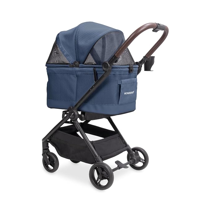 WonderFold Bella Pet Stroller for Small/Medium Pets - Autofold Technology: One-Hand Quick Fold - HARBOR