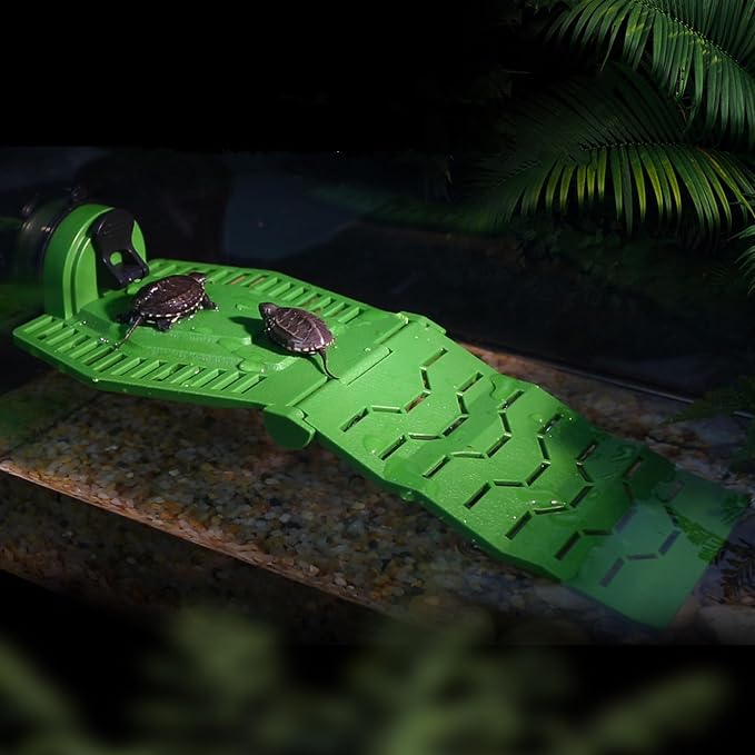 Turtle Resting Basking Platform, Turtles Ramp Tortoise Foldable Climbing Ladder Resting Terrace for Frog Terrapin Reptiles Amphibian Habitat Hideouts Aquarium Floating Dock (Green, S)