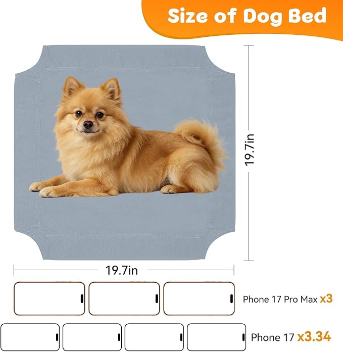 Elevated Dog Bed for Small Dogs, Dog Cooling mat Cot, Raised Dog Bed | Indoor Detachable Raised Dog Bed, 20" L x 20" W x 6.5"H，with Non-Slip Feet，Soft and Luxurious Comfortable