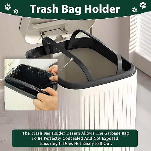 Dog Poop Trash Can Outside - 5L/1.3Gal Small Outdoor Trash Can with Lid | Outdoor Dog Poop Trash Can with Foot Pedal, Dog Waste Container with 40 Bags, Lid Soft Close for Pet, White