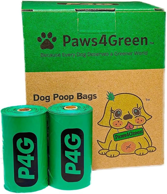 Paws4Green 100% Certified Home Compostable Poop Bags (270 Count 18 Rolls), Plant Based, Extra Thick (20 Micron) Leak Proof, Unscented Standard Size 9 X 13'', ASTM D6400 & EN 13432 Compliant