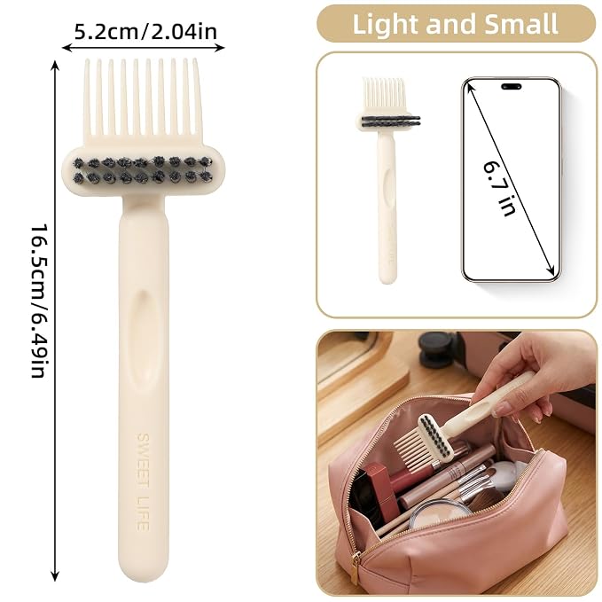 2pcs Hairbrush Cleaner Tool 2-In-1 Hair Brush Cleaner Tools Effective Brush Cleaning Tool Nylon Comb Cleaners & Remover Tools For Women Travel Home Salon Removal Hair