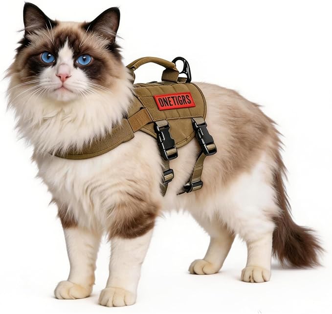 OneTigris Tactical Dog Harness XXS Puppy Vest with Vertical Handle | Tactical XXS puppy harness with vertical handle & fleece padding. Quick-release for easy on/off. Ideal for training & walks.