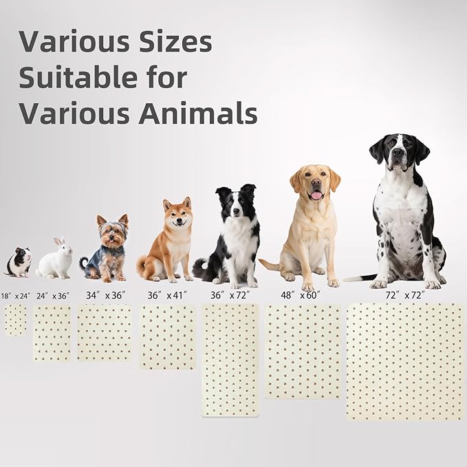 PUPTECK Washable Pee Pads for Dogs - Waterproof Reusable Puppy Potty Training Pads Whelping Mat - Fast Absorption Non-Slip Pet Food Feeding Mat (Beige, 34x36 Inch (Pack of 2))