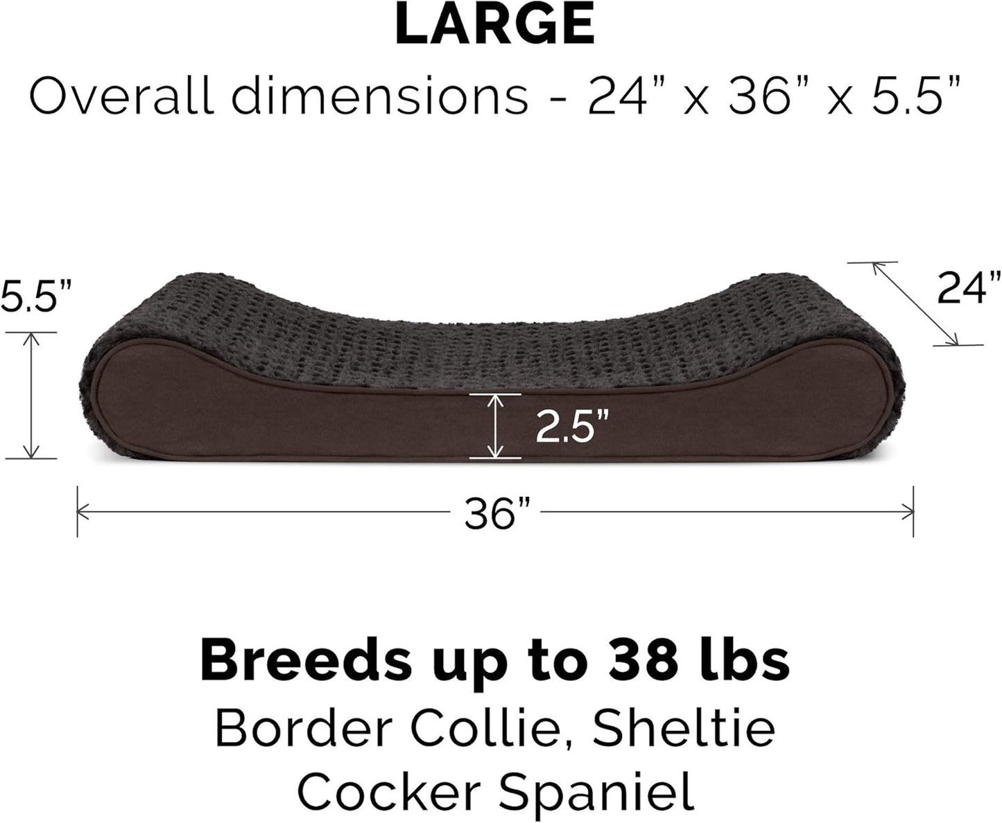 Furhaven Orthopedic Dog Bed for Large/Medium Dogs w/ Removable Washable Cover, For Dogs Up to 38 lbs - Ultra Plush Faux Fur & Suede Luxe Lounger Contour Mattress - Chocolate, Large