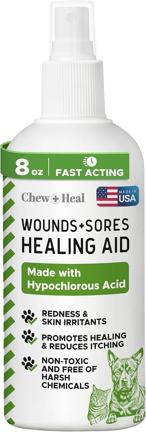 Hypochlorous Acid Spray for Dogs – 8oz Dog Wound Spray for Cuts, Burns, Sores, Abrasions, and More – Non Toxic and Chemical Free HOCI Wound Care – Made in The USA