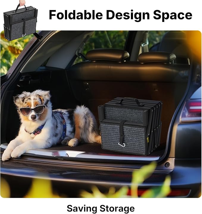 Veehoo Foldable Dog Steps for Car Truck SUV, Collapsible Large Dogs Stairs | 5 Steps Folding Dog Ramp for Cars Portable Pet Ramps Ladder Heavy Duty Non Slip for Trucks Vehicle 17" Wide, Up to 200lbs