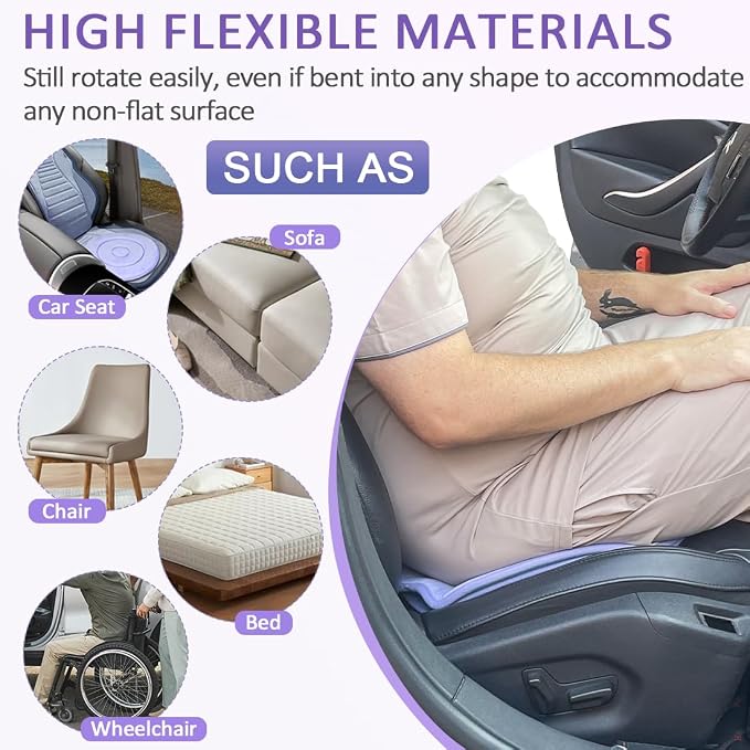 Swivel Seat Cushion 360 Degree Rotating Seat Cushion Light Weight Portable Pivot Disc Pad for Elderly, Pregnant Woman, Swivel Car Seat. Easy Turning from Bed to Wheelchair or Chair-17.7"X17.7"