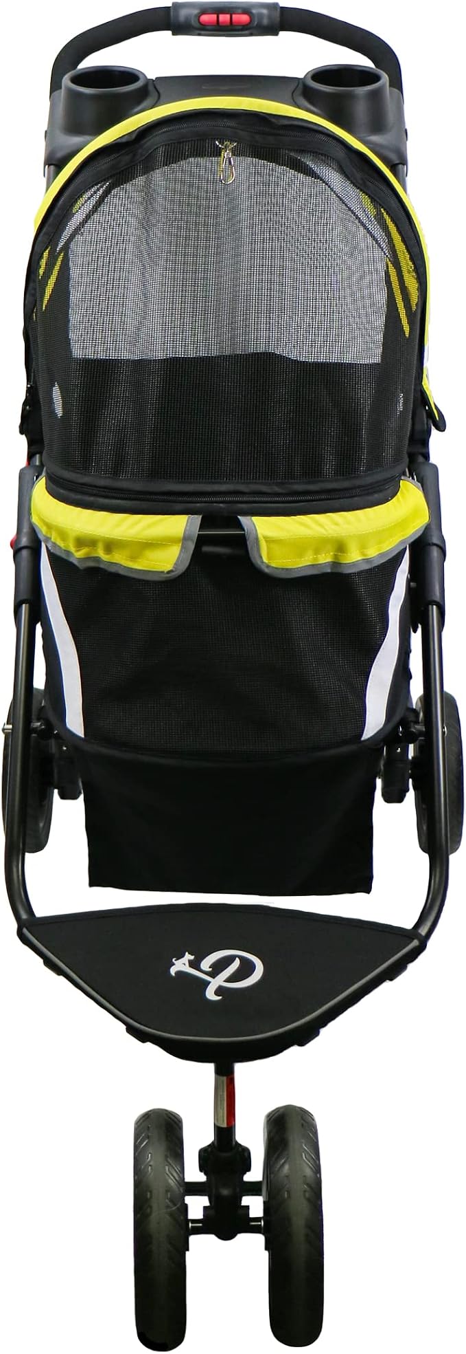 Petique Revolutionary Durable Pet Stroller, Easy Fold, Quality mesh Windows, Large Storage Basket, Secure Cup Holder Tray, Small/Medium Dogs, Cats and Pets, Supports up to 55LBS - Sunshine (Yellow)
