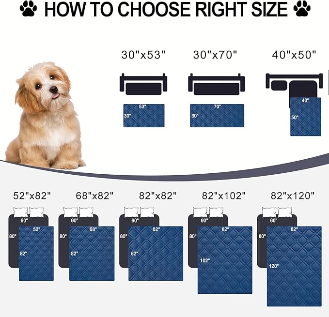 Smiry Reversible Waterproof Couch Covers for Sofa, Washable Dogs Pet Couch Covers for 3 Cushion Sofa Pet Friendly, Water Resistant Furniture Protector Slipcover, Geometric (82"x102", Navy/Blue)