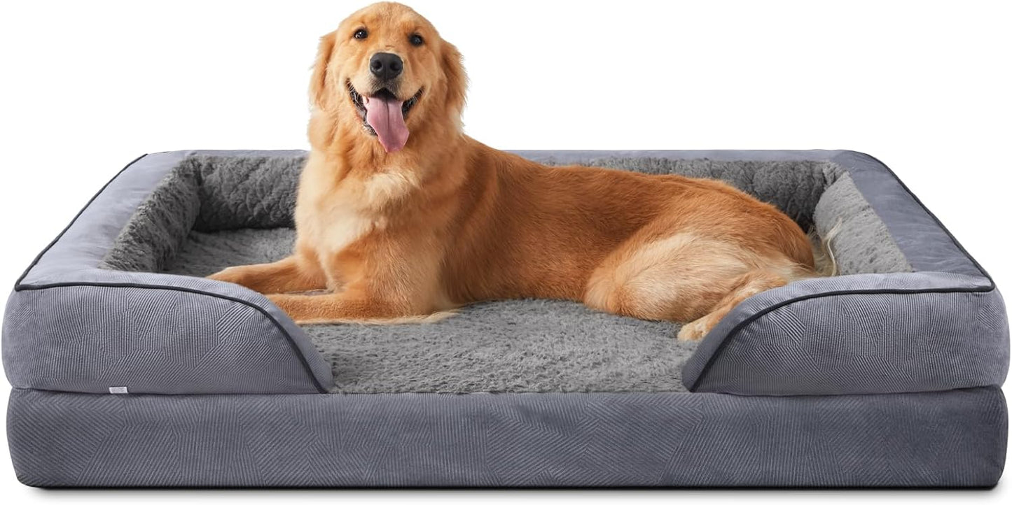 INVENHO Orthopedic Dog Beds Large Sized, XL Washable Dog Sofa with Egg-Crate Foam, Waterproof Lining and Non-Skid Bottom