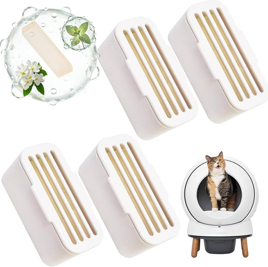 4Pcs Deodorant for PetSafe ScoopFree SmartSpin Self-Cleaning Cat Litter Box, Cat Friendly Natural Plant-Based Odor Suppression