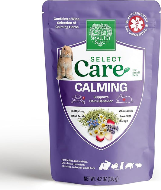 Small Pet Select - Select Care Calming Support Supplement, Natural High Fiber Timothy Hay Based Treats for Rabbits, Guinea Pigs, Hamsters, Other Small Animals, 4.2 oz