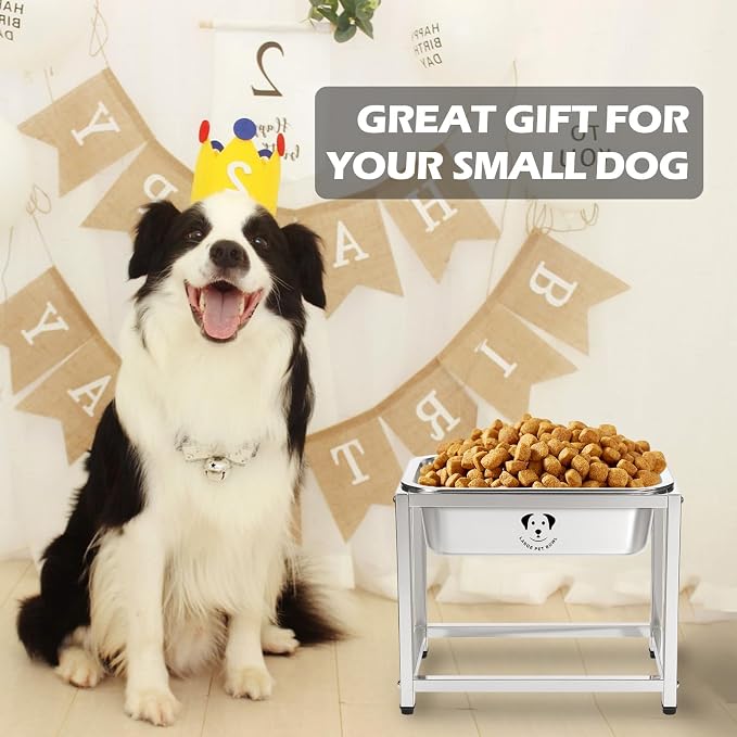 Elevated Dog Water Bowl, Stainless Steel Dog Bowl for Medium Large Dogs, Easy to Clean and Assemble for Outdoor Use 0.85 Gallons Bowl with Full Metal Stand Raised 10.23"