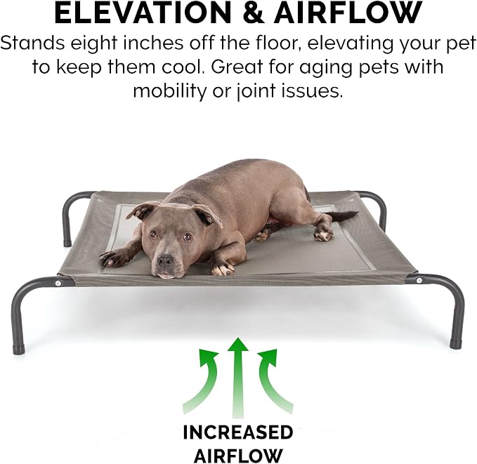 FurHaven Elevated Pet Cots - Cooling & Breathable Nylon Mesh Hammock for Dogs/Easy-to-Assemble / / Durable and Reinforced/Perfect for Rest & Relaxation Outdoors - Graphite Gray, Medium