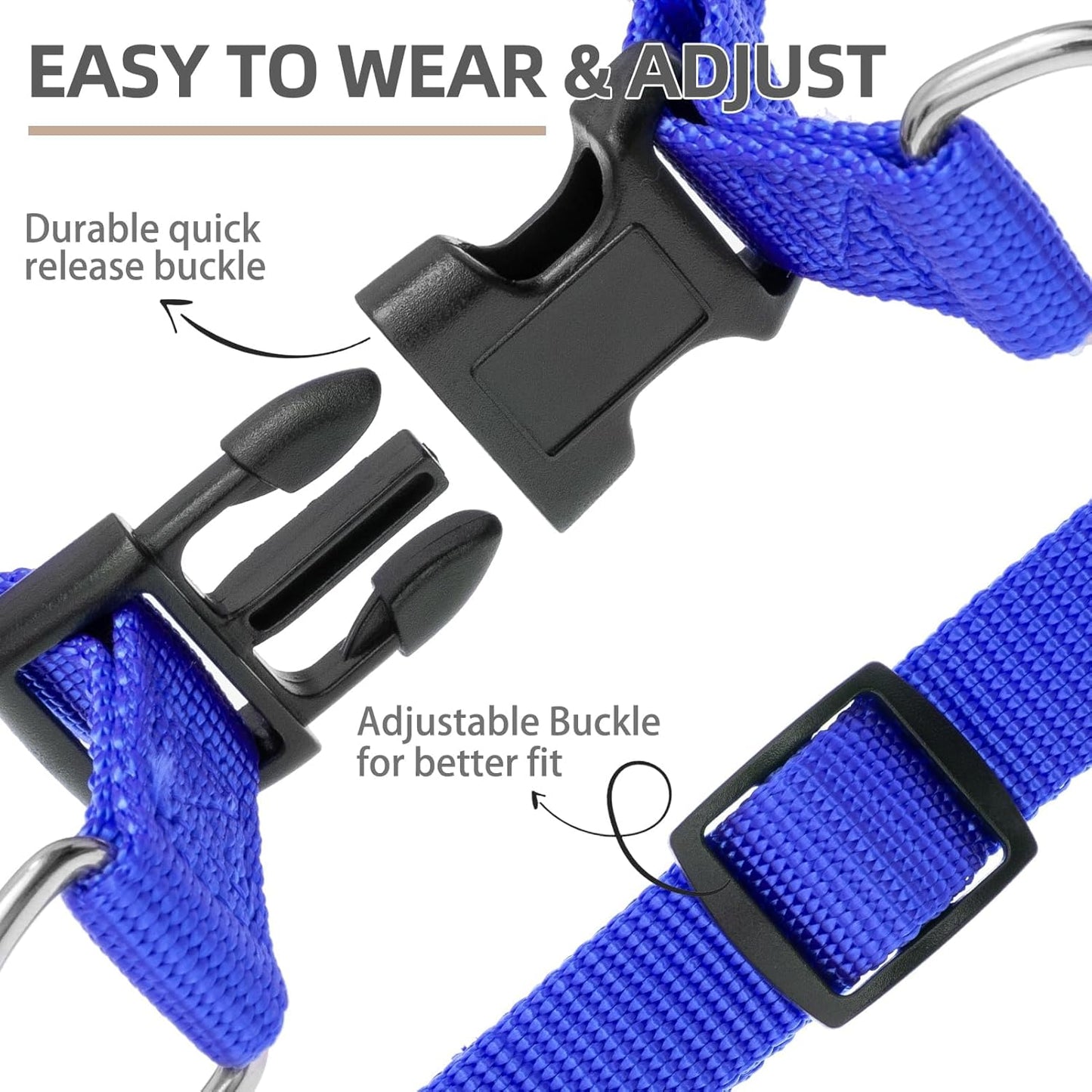 PUPTECK No Pull Dog Harness Soft Adjustable Basic Nylon Step in Puppy Vest Outdoor Walking with ID Tag